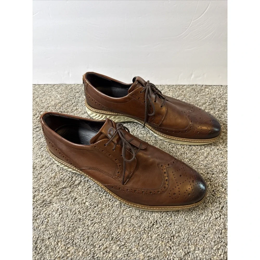 ECCO Men's Size 13 47 St. 1 Hybrid Patterned Leather Oxford‎ Shoes Brown